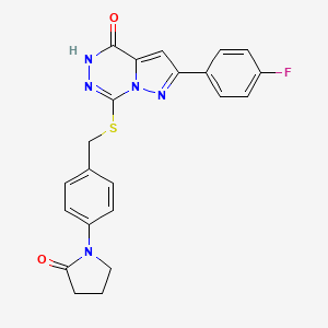 molecular formula C22H18FN5O2S B3401600 2-(4-fluorophenyl)-7-{[4-(2-oxopyrrolidin-1-yl)benzyl]thio}pyrazolo[1,5-d][1,2,4]triazin-4(5H)-one CAS No. 1040681-82-0