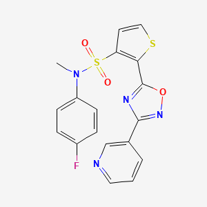 molecular formula C18H13FN4O3S2 B3401603 N-(4-fluorophenyl)-N-methyl-2-(3-pyridin-3-yl-1,2,4-oxadiazol-5-yl)thiophene-3-sulfonamide CAS No. 1040681-92-2
