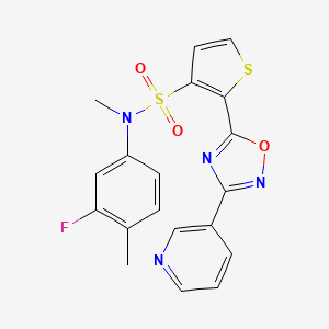 molecular formula C19H15FN4O3S2 B3401612 N-(3-fluoro-4-methylphenyl)-N-methyl-2-[3-(pyridin-3-yl)-1,2,4-oxadiazol-5-yl]thiophene-3-sulfonamide CAS No. 1040681-99-9