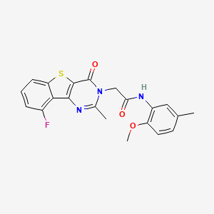 molecular formula C21H18FN3O3S B3401650 2-(9-fluoro-2-methyl-4-oxo[1]benzothieno[3,2-d]pyrimidin-3(4H)-yl)-N-(2-methoxy-5-methylphenyl)acetamide CAS No. 1040682-33-4