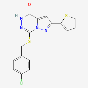 molecular formula C16H11ClN4OS2 B3401657 7-[(4-chlorobenzyl)thio]-2-(2-thienyl)pyrazolo[1,5-d][1,2,4]triazin-4(5H)-one CAS No. 1040682-42-5