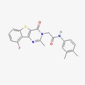 molecular formula C21H18FN3O2S B3401670 N-(3,4-dimethylphenyl)-2-(9-fluoro-2-methyl-4-oxo[1]benzothieno[3,2-d]pyrimidin-3(4H)-yl)acetamide CAS No. 1040682-57-2