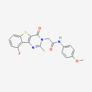 molecular formula C20H16FN3O3S B3401680 2-(9-fluoro-2-methyl-4-oxo[1]benzothieno[3,2-d]pyrimidin-3(4H)-yl)-N-(4-methoxyphenyl)acetamide CAS No. 1040682-71-0