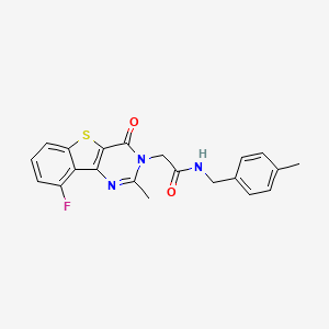 molecular formula C21H18FN3O2S B3401719 2-(9-fluoro-2-methyl-4-oxo[1]benzothieno[3,2-d]pyrimidin-3(4H)-yl)-N-(4-methylbenzyl)acetamide CAS No. 1040683-18-8