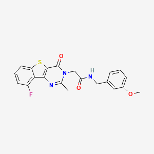 molecular formula C21H18FN3O3S B3401728 2-(9-fluoro-2-methyl-4-oxo[1]benzothieno[3,2-d]pyrimidin-3(4H)-yl)-N-(3-methoxybenzyl)acetamide CAS No. 1040683-24-6