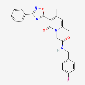 molecular formula C24H21FN4O3 B3401736 2-(4,6-dimethyl-2-oxo-3-(3-phenyl-1,2,4-oxadiazol-5-yl)pyridin-1(2H)-yl)-N-(4-fluorobenzyl)acetamide CAS No. 1040683-29-1