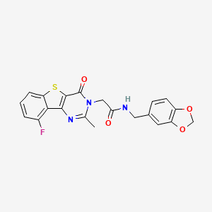 molecular formula C21H16FN3O4S B3401740 N-(1,3-benzodioxol-5-ylmethyl)-2-(9-fluoro-2-methyl-4-oxo[1]benzothieno[3,2-d]pyrimidin-3(4H)-yl)acetamide CAS No. 1040683-31-5