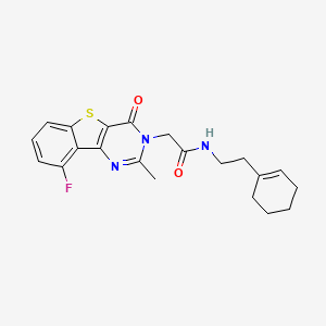 molecular formula C21H22FN3O2S B3401745 N-(2-cyclohex-1-en-1-ylethyl)-2-(9-fluoro-2-methyl-4-oxo[1]benzothieno[3,2-d]pyrimidin-3(4H)-yl)acetamide CAS No. 1040683-44-0