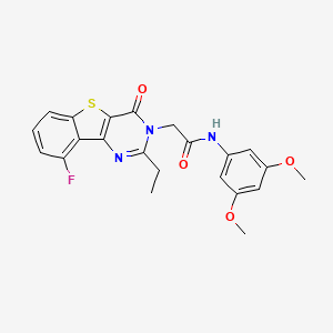 molecular formula C22H20FN3O4S B3401751 N-(3,5-dimethoxyphenyl)-2-(2-ethyl-9-fluoro-4-oxo[1]benzothieno[3,2-d]pyrimidin-3(4H)-yl)acetamide CAS No. 1040683-51-9