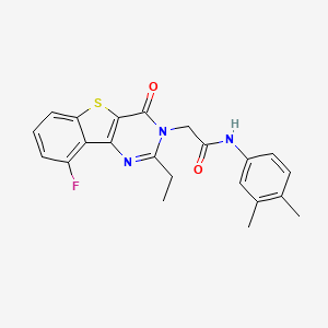 molecular formula C22H20FN3O2S B3401759 N-(3,4-dimethylphenyl)-2-(2-ethyl-9-fluoro-4-oxo[1]benzothieno[3,2-d]pyrimidin-3(4H)-yl)acetamide CAS No. 1040683-65-5
