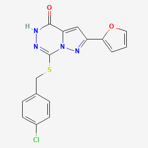 molecular formula C16H11ClN4O2S B3401773 7-[(4-chlorobenzyl)thio]-2-(2-furyl)pyrazolo[1,5-d][1,2,4]triazin-4(5H)-one CAS No. 1040683-72-4