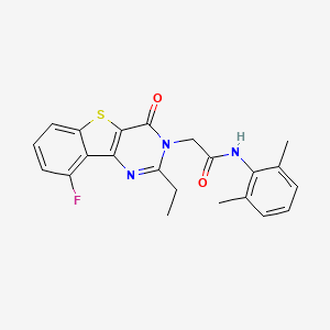 molecular formula C22H20FN3O2S B3401798 N-(2,6-dimethylphenyl)-2-(2-ethyl-9-fluoro-4-oxo[1]benzothieno[3,2-d]pyrimidin-3(4H)-yl)acetamide CAS No. 1040683-85-9