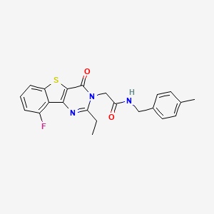 molecular formula C22H20FN3O2S B3401814 2-(2-ethyl-9-fluoro-4-oxo[1]benzothieno[3,2-d]pyrimidin-3(4H)-yl)-N-(4-methylbenzyl)acetamide CAS No. 1040684-01-2