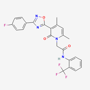 molecular formula C24H18F4N4O3 B3401841 2-(3-(3-(4-fluorophenyl)-1,2,4-oxadiazol-5-yl)-4,6-dimethyl-2-oxopyridin-1(2H)-yl)-N-(2-(trifluoromethyl)phenyl)acetamide CAS No. 1040684-59-0