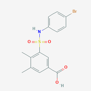 molecular formula C15H14BrNO4S B340185 3-[(4-Bromoanilino)sulfonyl]-4,5-dimethylbenzoic acid 