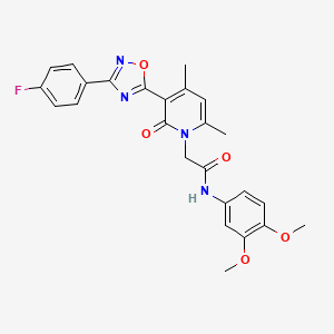 molecular formula C25H23FN4O5 B3401854 N-(3,4-dimethoxyphenyl)-2-(3-(3-(4-fluorophenyl)-1,2,4-oxadiazol-5-yl)-4,6-dimethyl-2-oxopyridin-1(2H)-yl)acetamide CAS No. 1040684-73-8
