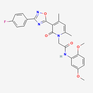 molecular formula C25H23FN4O5 B3401855 N-(2,5-dimethoxyphenyl)-2-(3-(3-(4-fluorophenyl)-1,2,4-oxadiazol-5-yl)-4,6-dimethyl-2-oxopyridin-1(2H)-yl)acetamide CAS No. 1040684-80-7