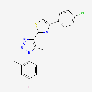 molecular formula C19H14ClFN4S B3401898 4-[4-(4-chlorophenyl)-1,3-thiazol-2-yl]-1-(4-fluoro-2-methylphenyl)-5-methyl-1H-1,2,3-triazole CAS No. 1040685-62-8