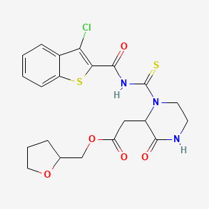 (Tetrahydrofuran-2-yl)methyl 2-(1-((3-chlorobenzo[b]thiophene-2-carbonyl)carbamothioyl)-3-oxopiperazin-2-yl)acetate