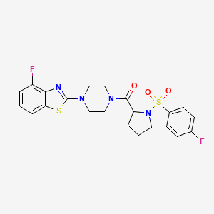 molecular formula C22H22F2N4O3S2 B3401918 (4-(4-Fluorobenzo[d]thiazol-2-yl)piperazin-1-yl)(1-((4-fluorophenyl)sulfonyl)pyrrolidin-2-yl)methanone CAS No. 1048643-02-2