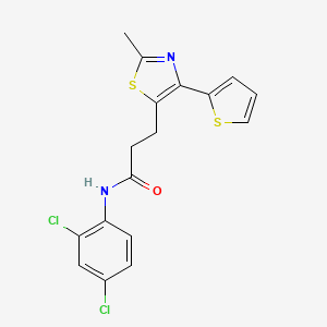 molecular formula C17H14Cl2N2OS2 B3401929 N-(2,4-dichlorophenyl)-3-[2-methyl-4-(thiophen-2-yl)-1,3-thiazol-5-yl]propanamide CAS No. 1049132-29-7