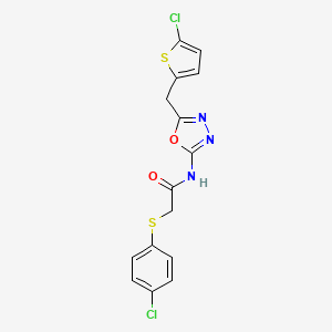 molecular formula C15H11Cl2N3O2S2 B3401958 2-((4-chlorophenyl)thio)-N-(5-((5-chlorothiophen-2-yl)methyl)-1,3,4-oxadiazol-2-yl)acetamide CAS No. 1049177-80-1
