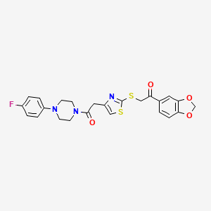 1-(Benzo[d][1,3]dioxol-5-yl)-2-((4-(2-(4-(4-fluorophenyl)piperazin-1-yl)-2-oxoethyl)thiazol-2-yl)thio)ethanone