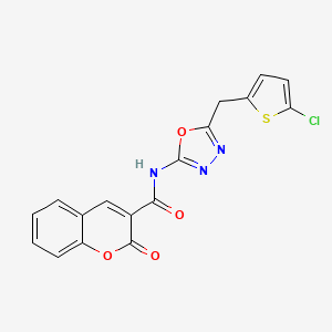 molecular formula C17H10ClN3O4S B3402041 N-{5-[(5-chlorothiophen-2-yl)methyl]-1,3,4-oxadiazol-2-yl}-2-oxo-2H-chromene-3-carboxamide CAS No. 1049245-56-8