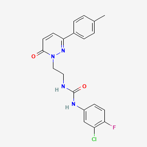 molecular formula C20H18ClFN4O2 B3402055 1-(3-chloro-4-fluorophenyl)-3-(2-(6-oxo-3-(p-tolyl)pyridazin-1(6H)-yl)ethyl)urea CAS No. 1049255-82-4