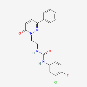 molecular formula C19H16ClFN4O2 B3402058 1-(3-chloro-4-fluorophenyl)-3-(2-(6-oxo-3-phenylpyridazin-1(6H)-yl)ethyl)urea CAS No. 1049258-96-9