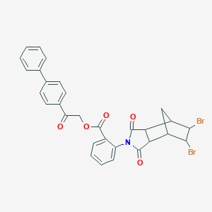 molecular formula C30H23Br2NO5 B340206 2-(biphenyl-4-yl)-2-oxoethyl 2-(5,6-dibromo-1,3-dioxooctahydro-2H-4,7-methanoisoindol-2-yl)benzoate 