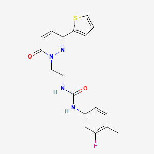 molecular formula C18H17FN4O2S B3402065 1-(3-fluoro-4-methylphenyl)-3-(2-(6-oxo-3-(thiophen-2-yl)pyridazin-1(6H)-yl)ethyl)urea CAS No. 1049260-85-6