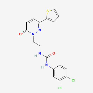 molecular formula C17H14Cl2N4O2S B3402070 1-(3,4-dichlorophenyl)-3-(2-(6-oxo-3-(thiophen-2-yl)pyridazin-1(6H)-yl)ethyl)urea CAS No. 1049261-06-4