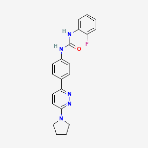 molecular formula C21H20FN5O B3402112 1-(2-Fluorophenyl)-3-(4-(6-(pyrrolidin-1-yl)pyridazin-3-yl)phenyl)urea CAS No. 1049288-58-5
