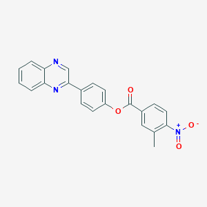 molecular formula C22H15N3O4 B340212 4-(2-Quinoxalinyl)phenyl 4-nitro-3-methylbenzoate 
