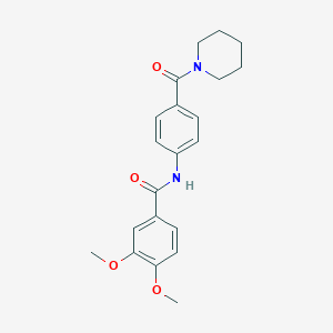 molecular formula C21H24N2O4 B340220 3,4-dimethoxy-N-[4-[oxo(1-piperidinyl)methyl]phenyl]benzamide 