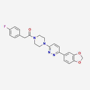 molecular formula C23H21FN4O3 B3402232 1-(4-(6-(Benzo[d][1,3]dioxol-5-yl)pyridazin-3-yl)piperazin-1-yl)-2-(4-fluorophenyl)ethanone CAS No. 1049328-69-9