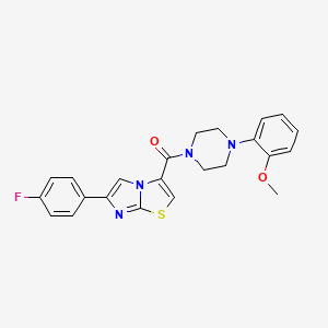 molecular formula C23H21FN4O2S B3402271 (6-(4-Fluorophenyl)imidazo[2,1-b]thiazol-3-yl)(4-(2-methoxyphenyl)piperazin-1-yl)methanone CAS No. 1049439-01-1
