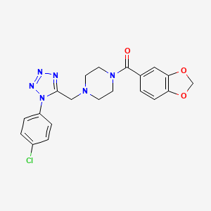 molecular formula C20H19ClN6O3 B3402273 benzo[d][1,3]dioxol-5-yl(4-((1-(4-chlorophenyl)-1H-tetrazol-5-yl)methyl)piperazin-1-yl)methanone CAS No. 1049455-67-5
