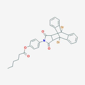molecular formula C30H25Br2NO4 B340228 [4-(1,8-Dibromo-16,18-dioxo-17-azapentacyclo[6.6.5.02,7.09,14.015,19]nonadeca-2,4,6,9,11,13-hexaen-17-yl)phenyl] hexanoate 
