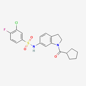 molecular formula C20H20ClFN2O3S B3402330 3-chloro-N-(1-(cyclopentanecarbonyl)indolin-6-yl)-4-fluorobenzenesulfonamide CAS No. 1058180-18-9