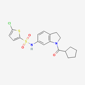 molecular formula C18H19ClN2O3S2 B3402332 5-chloro-N-(1-(cyclopentanecarbonyl)indolin-6-yl)thiophene-2-sulfonamide CAS No. 1058180-22-5