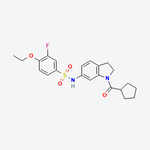 molecular formula C22H25FN2O4S B3402338 N-(1-(cyclopentanecarbonyl)indolin-6-yl)-4-ethoxy-3-fluorobenzenesulfonamide CAS No. 1058180-28-1