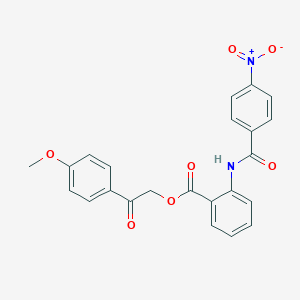 molecular formula C23H18N2O7 B340234 2-(4-Methoxyphenyl)-2-oxoethyl 2-({4-nitrobenzoyl}amino)benzoate 