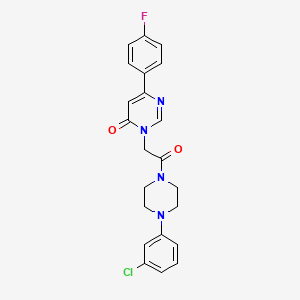 molecular formula C22H20ClFN4O2 B3402409 3-(2-(4-(3-chlorophenyl)piperazin-1-yl)-2-oxoethyl)-6-(4-fluorophenyl)pyrimidin-4(3H)-one CAS No. 1058232-79-3