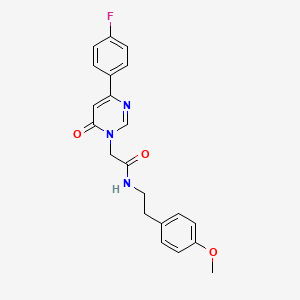 molecular formula C21H20FN3O3 B3402422 2-(4-(4-fluorophenyl)-6-oxopyrimidin-1(6H)-yl)-N-(4-methoxyphenethyl)acetamide CAS No. 1058233-02-5
