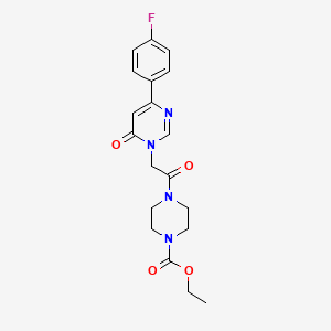molecular formula C19H21FN4O4 B3402455 ethyl 4-(2-(4-(4-fluorophenyl)-6-oxopyrimidin-1(6H)-yl)acetyl)piperazine-1-carboxylate CAS No. 1058239-77-2