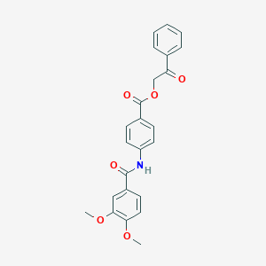 molecular formula C24H21NO6 B340246 4-(3,4-Dimethoxy-benzoylamino)-benzoic acid 2-oxo-2-phenyl-ethyl ester 