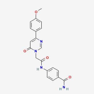 molecular formula C20H18N4O4 B3402503 4-(2-(4-(4-methoxyphenyl)-6-oxopyrimidin-1(6H)-yl)acetamido)benzamide CAS No. 1058373-99-1