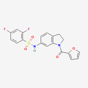 molecular formula C19H14F2N2O4S B3402512 2,4-difluoro-N-(1-(furan-2-carbonyl)indolin-6-yl)benzenesulfonamide CAS No. 1058385-73-1